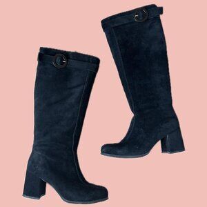 Grand Canadian Real Suede Knee-High Boots – Black Size 38 Fully Lined